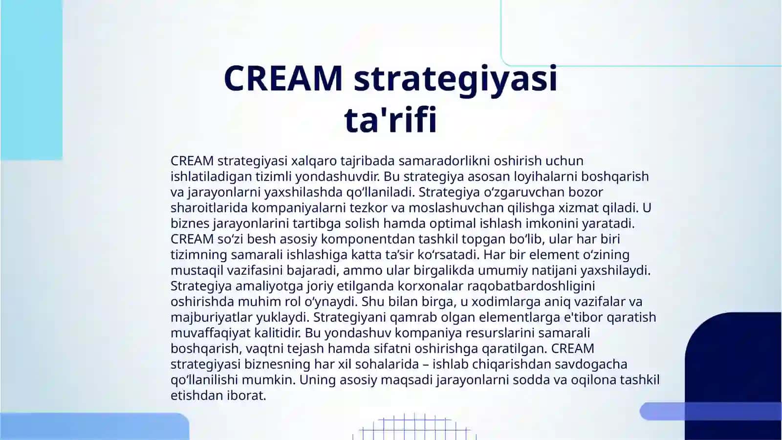 CREAM STRATEGIYASI VA UNDAN SAMARALI FOYDALANISH 3