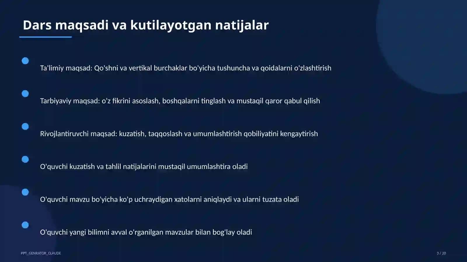 Qo'shni va vertikal burchaklar (7-sinf) 3