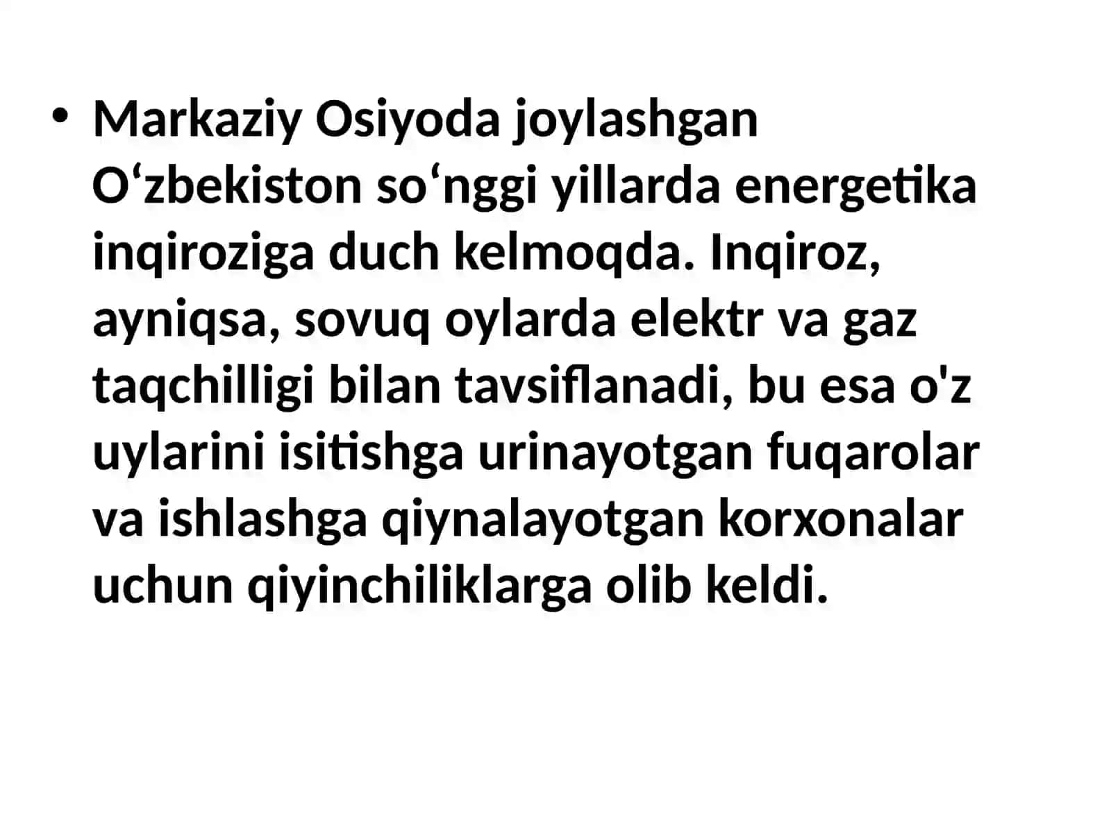 Energetik inqiroz sabablari va muammolarni yechimi 3