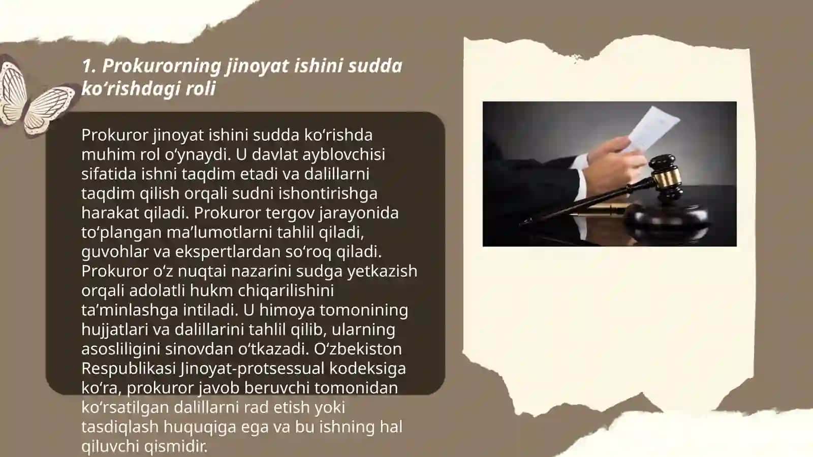 Prokurorning jinoyat ishini sudda koʻrishdagi roli 3