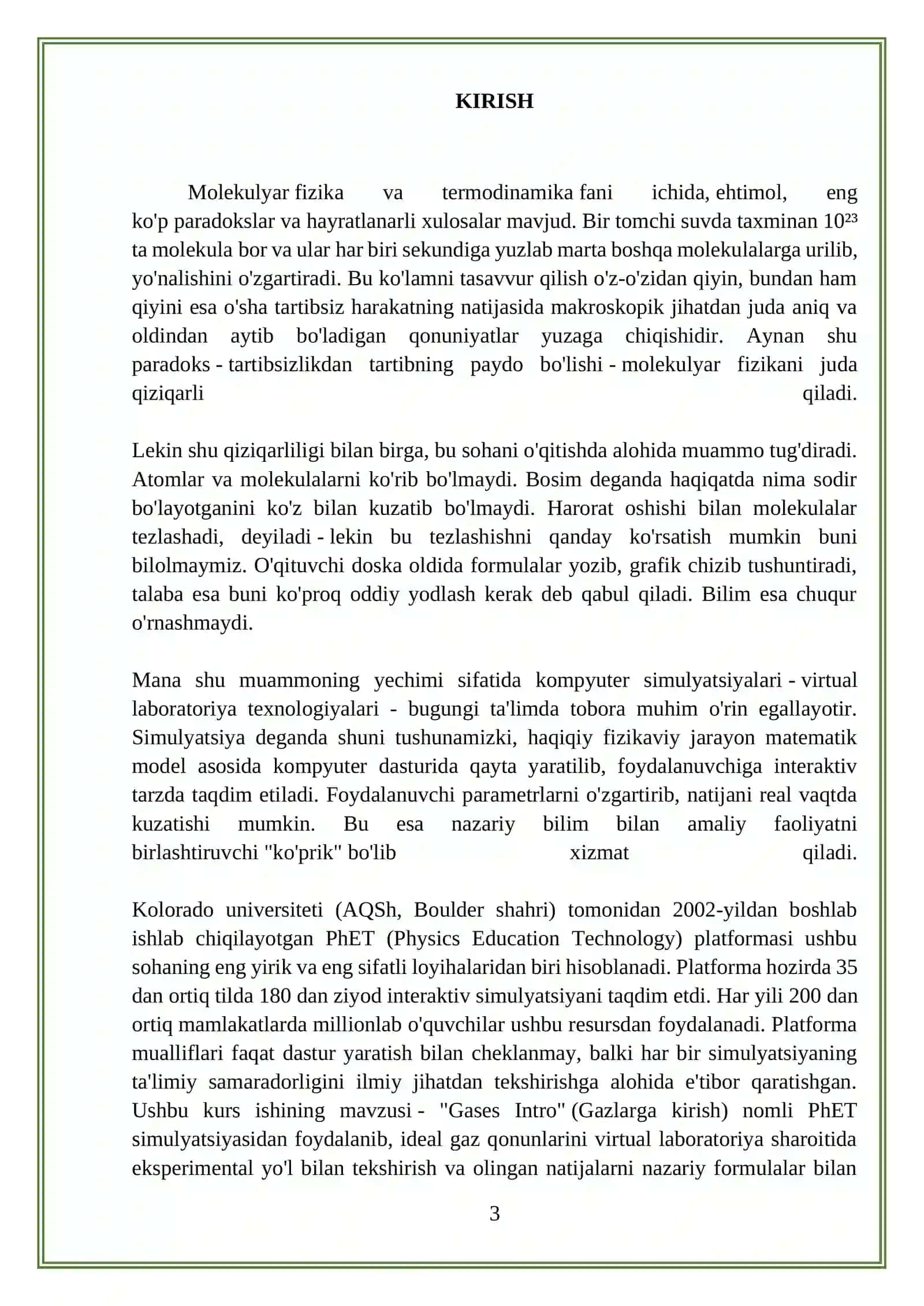 Molekulyar fizika qonunlari kompyuter simulyatsiyasi asosida tadqiq qilish 3