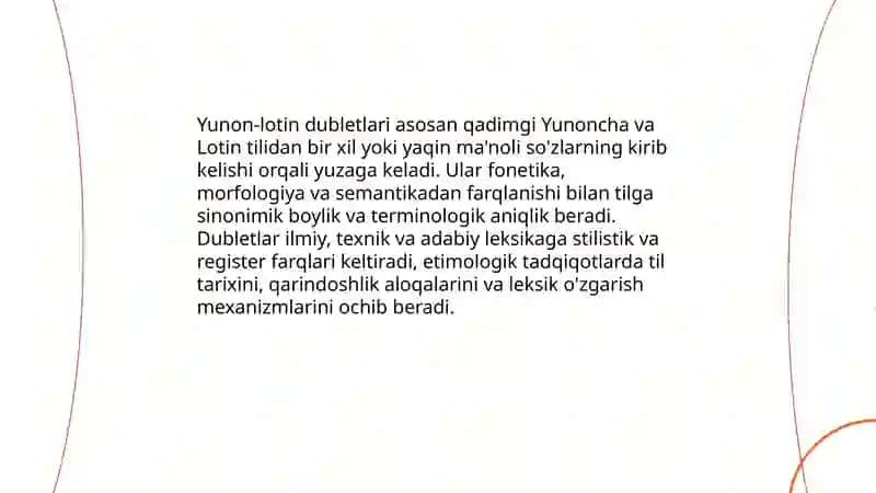 Yunon- lotin dubletlari va yakka AElar 3