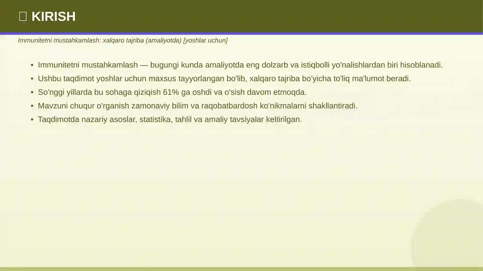 IMMUNITETNI MUSTAHKAMLASH: Xalqaro tajriba (amaliyotda) [YOSHLAR UCHUN] 3
