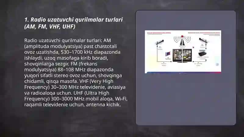 Radio uzatuvchi qurilmalar.Radio qabul qiluvchi qurilmalar 3