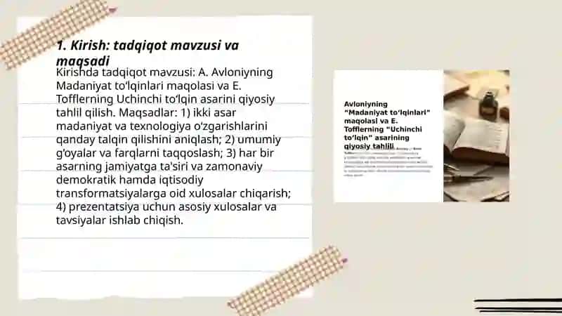Madaniyat to‘lqinlari va Uchinchi to‘lqin asarlari tahlili 3