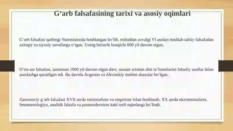 G'arbfalsafasi 3