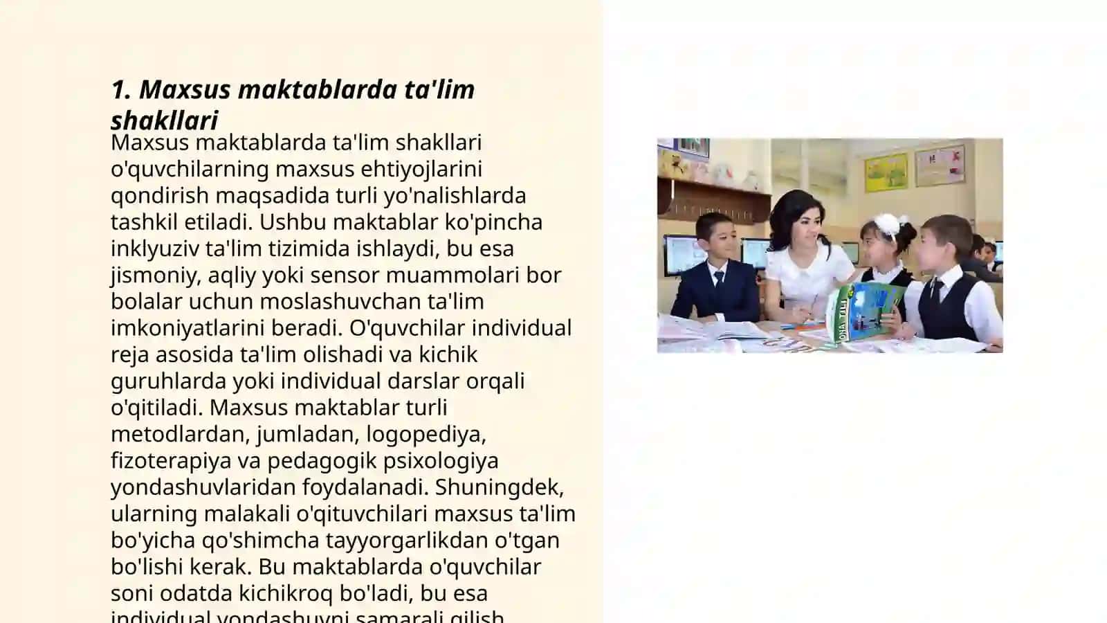Maxsus maktablarda ta'lim shakllari 3