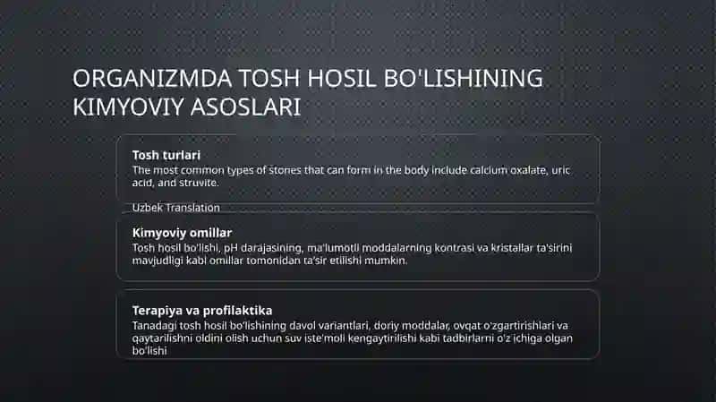 Organizmda tosh hosil bo‘lishi kimyoviy asoslari 3