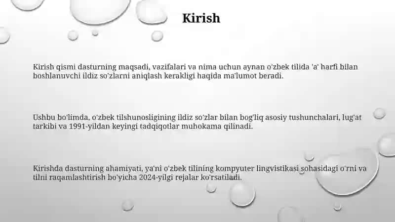 Oʻzbek tilida“A” harfi bilan boshlanuvchi oʻzak soʻzlarni aniqlovchi dastur 3