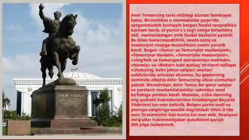 AMIR TEMUR BUYUK DAVLAT ARBOBI VA SARKARDA 3