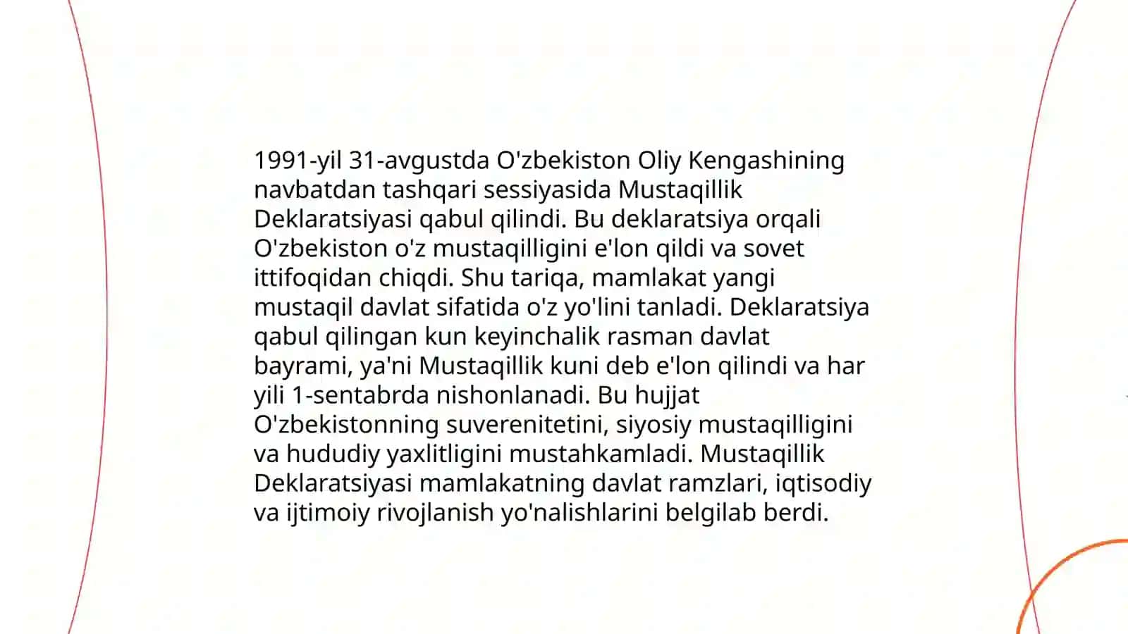 Mustaqillik eʼlon qilinishi Oʻzbekiston Respublikasi tashkil Topishi 3