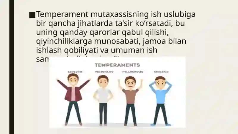 Temperamentning mutaxassisning ish uslubiga ta'siri 3