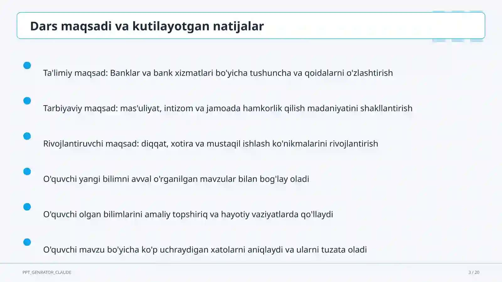Banklar va bank xizmatlari (10-sinf) 3