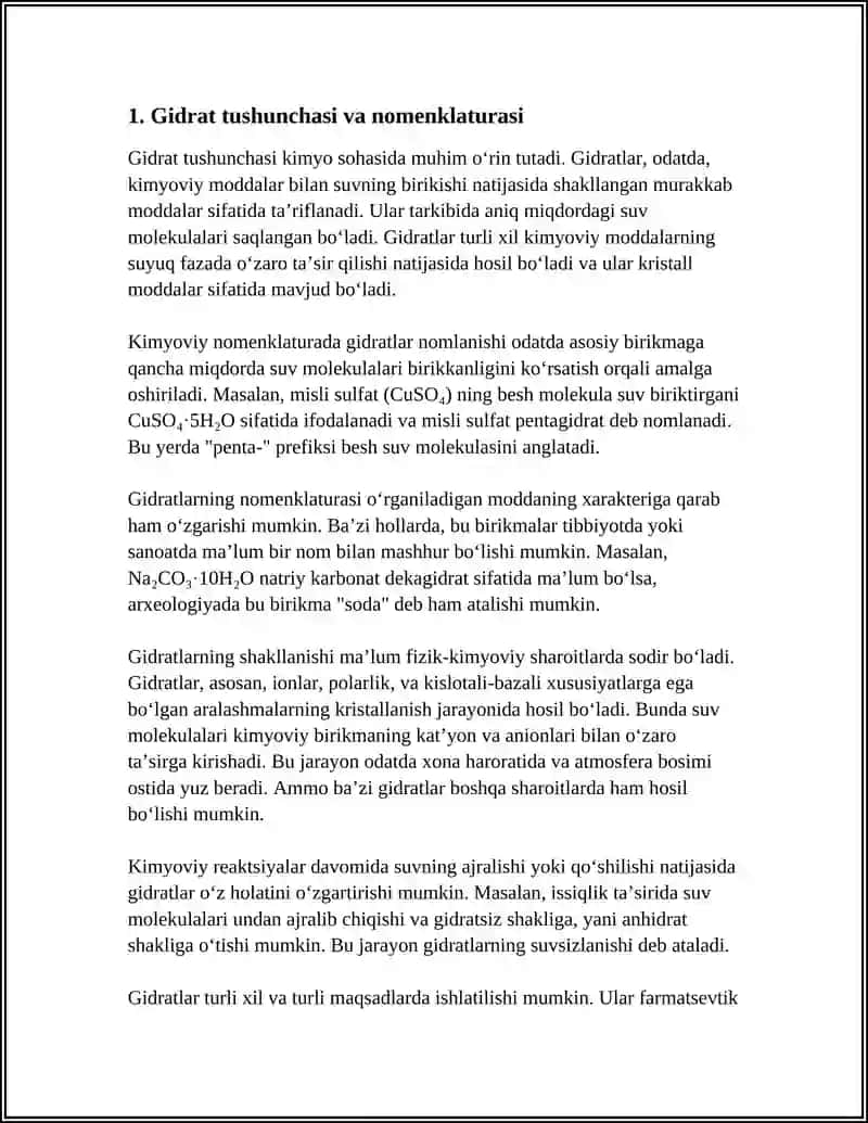 GIDRATLAR VA ULARNI XOSIL BULISH SHAROITLARI 3