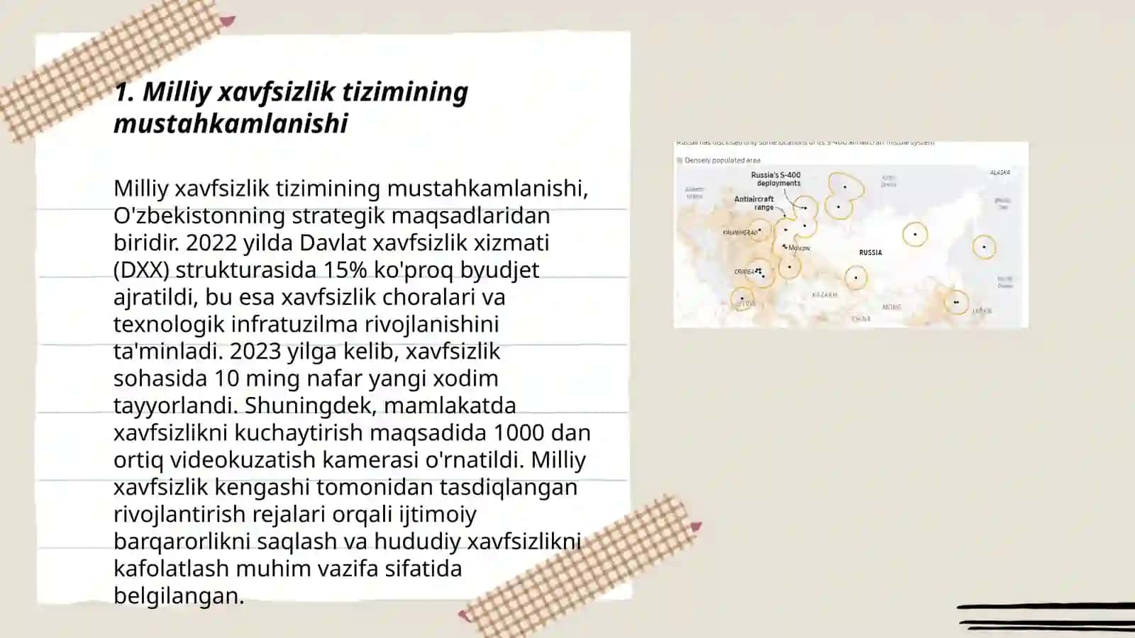 O'zbekiston Respublikasini rivojlantirish strategiyasi.2022-2026 yillarda xafsizlik va mudofaa tizimidagi islohotlar 3