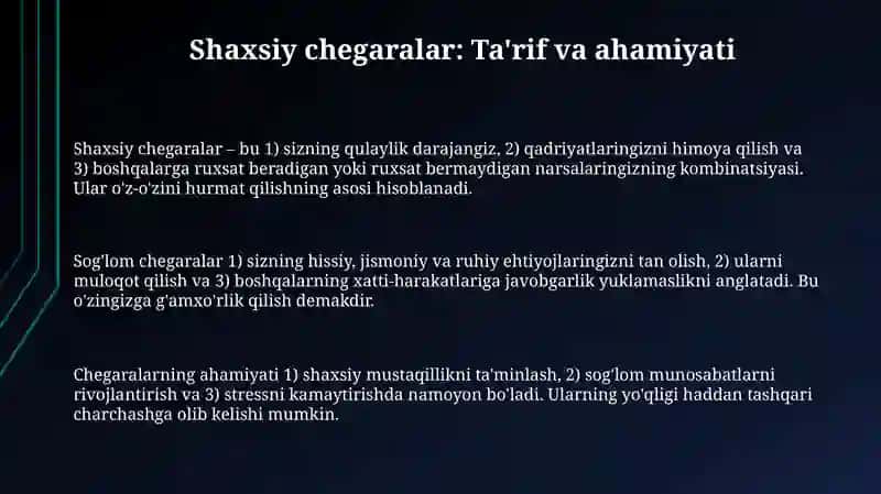 Shaxsiychegaralarnio'rnataolmaslik 3