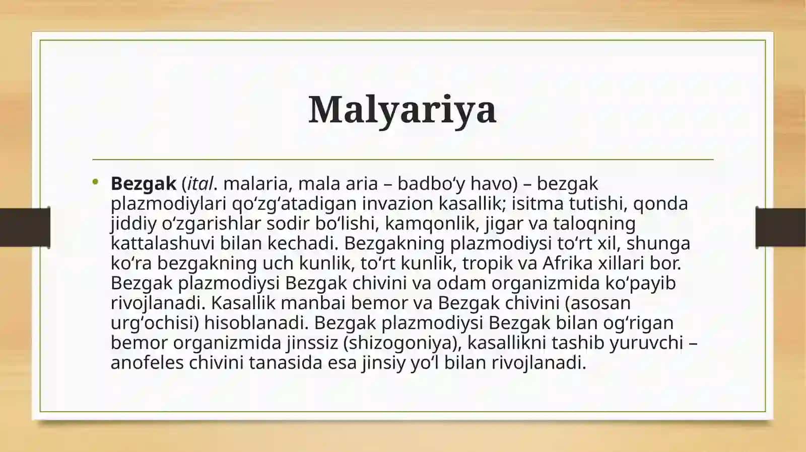 Parazitar infeksiyalar ( Malyariya, leshmonioz , amebiaz) 3