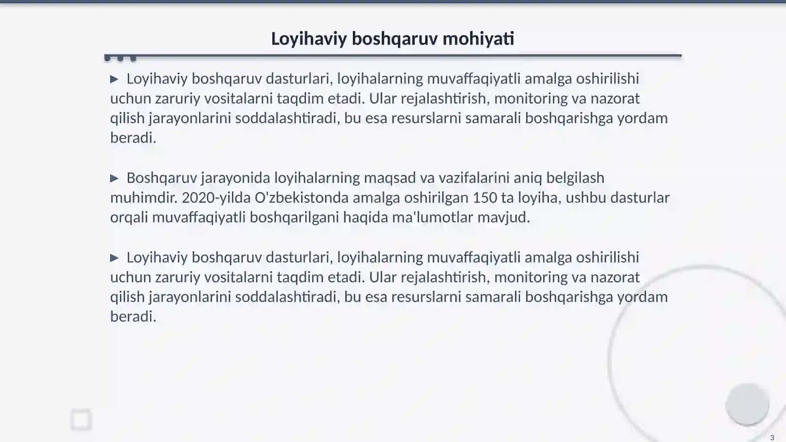 Loyihaviy boshqaruv dasturlarida buxgalteriy: hisobini tashkil etish 3
