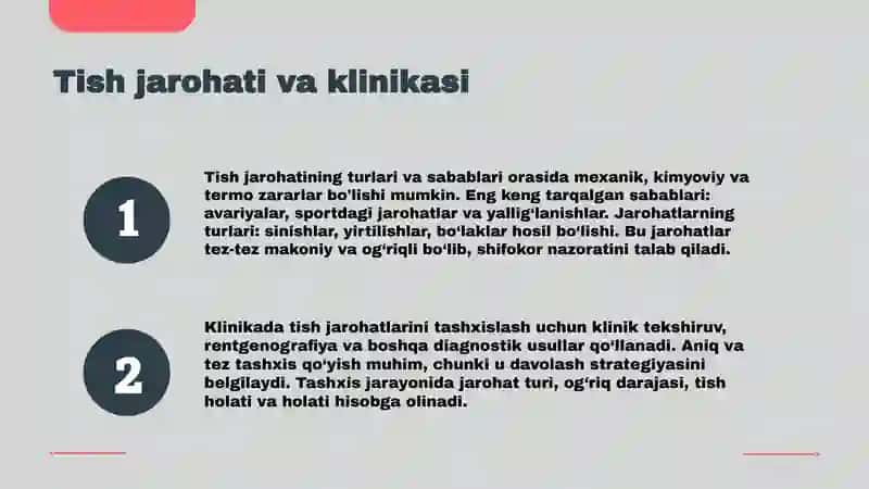 Tish jarohati. Klinika. Tashxislash. Stomatolog taktikasi 3