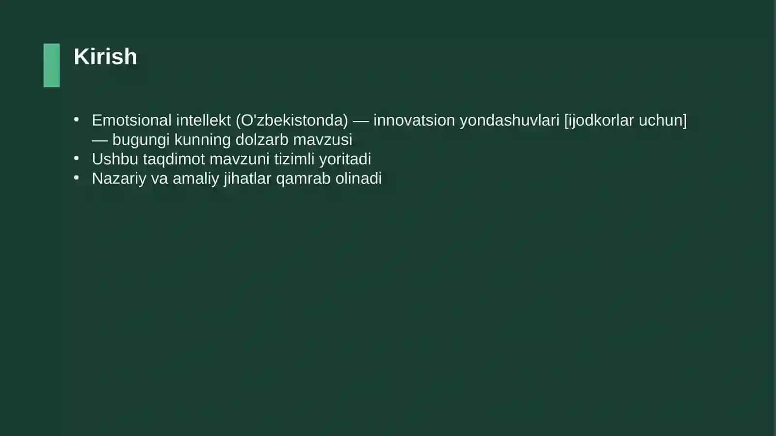 Emotsional intellekt (O'zbekistonda) — innovatsion yondashuvlari [ijodkorlar uchun] 3