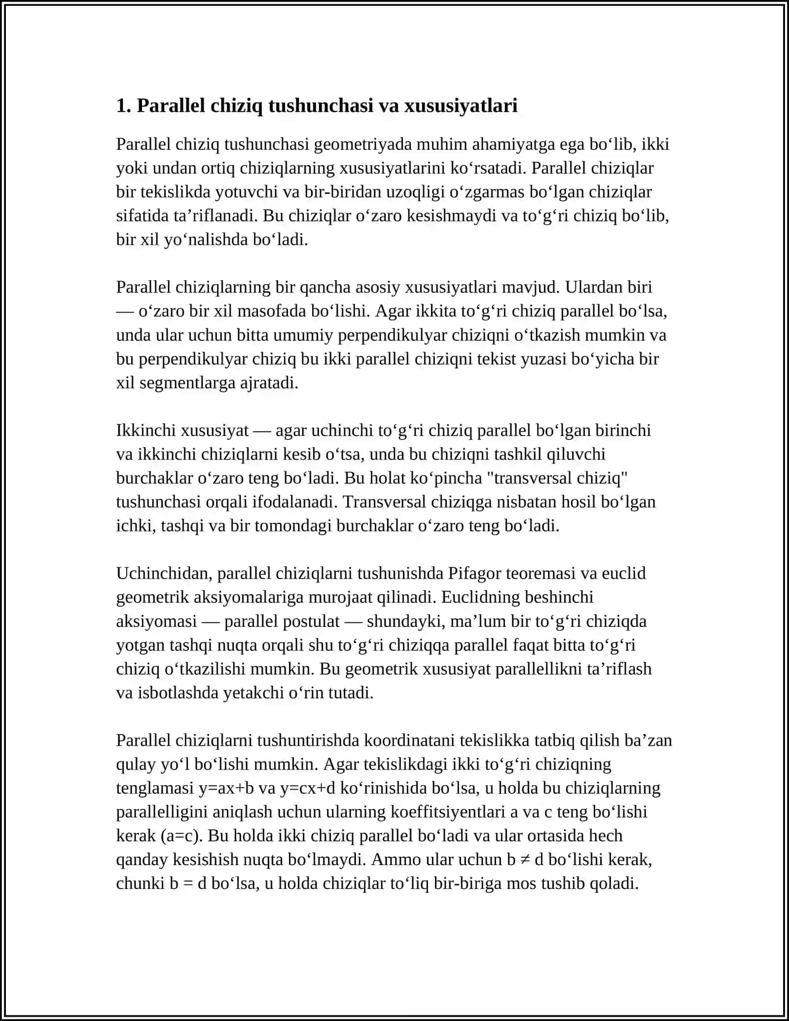 PARALLEL VA PERPENDIKULYAR TUGRI CHIZIKLAR UTKAZISH 3