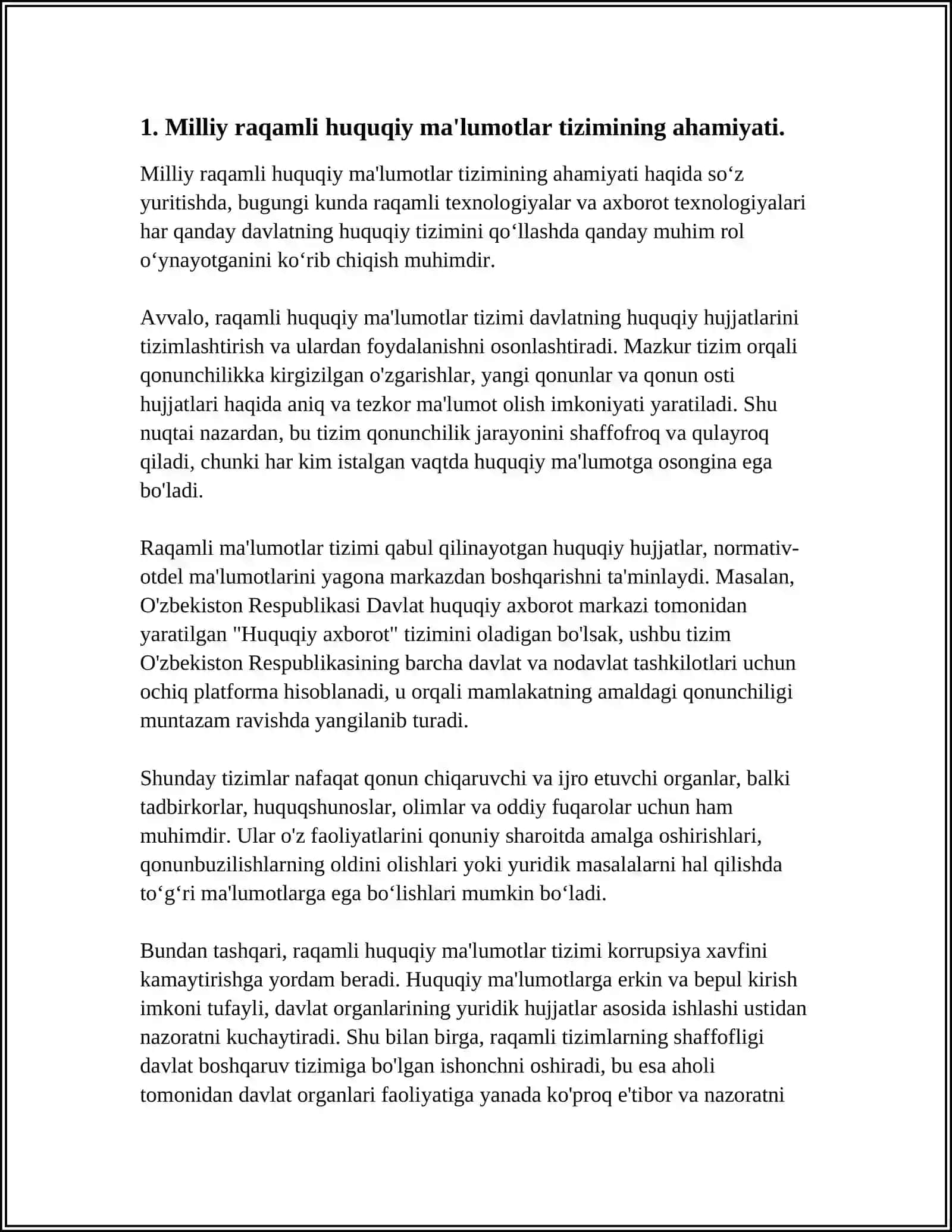 O'ZBEKISTONDA YURIDIK SOHA UCHUN MILLIY RAQAMLI HUQUQIY MA'LUMOTLAR ARXIVLASH TIZIMINI YARATISH 3