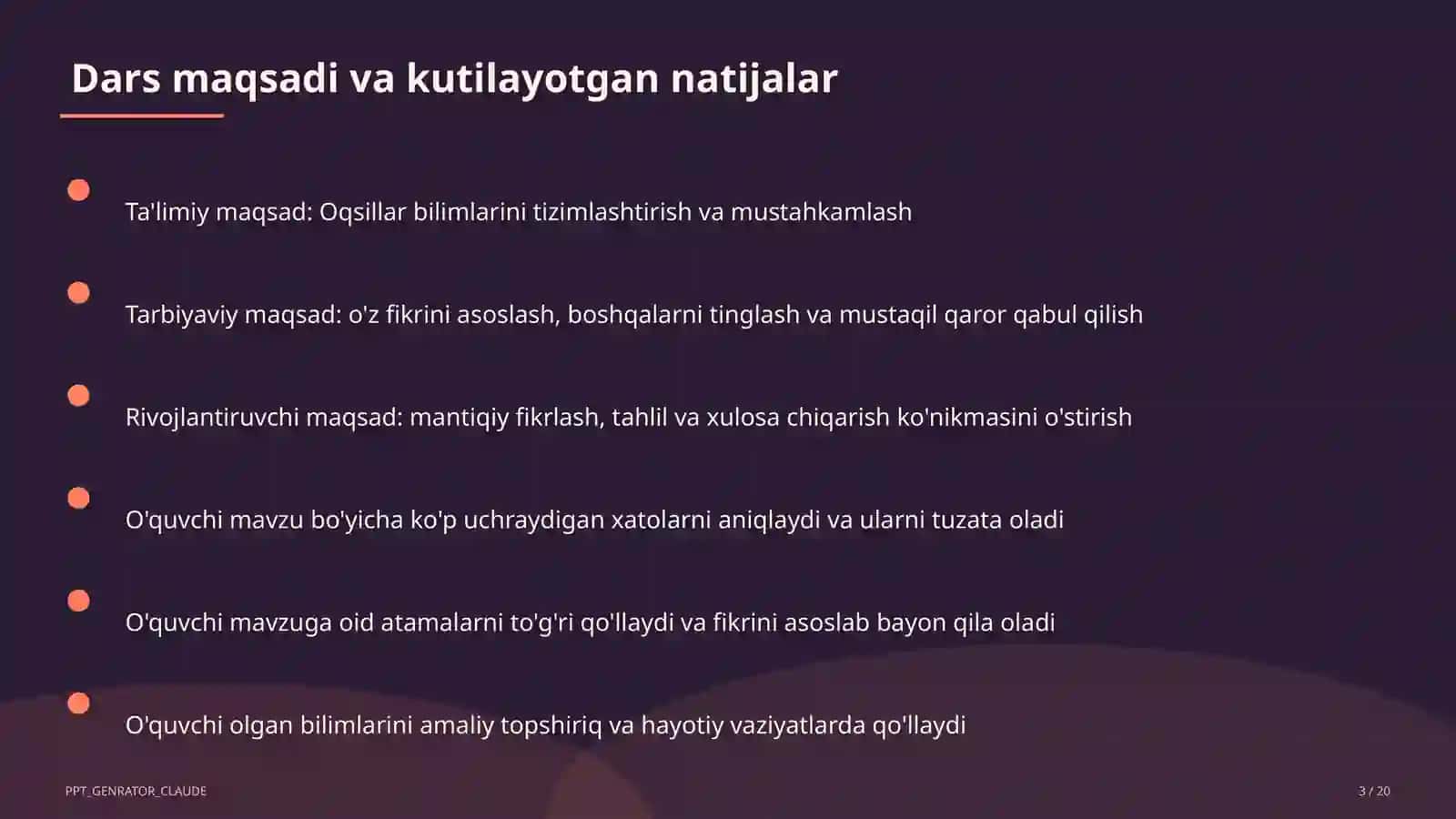 Oqsillar (11-sinf) Kimyo (7–11) — metodik birlashma uchun 3