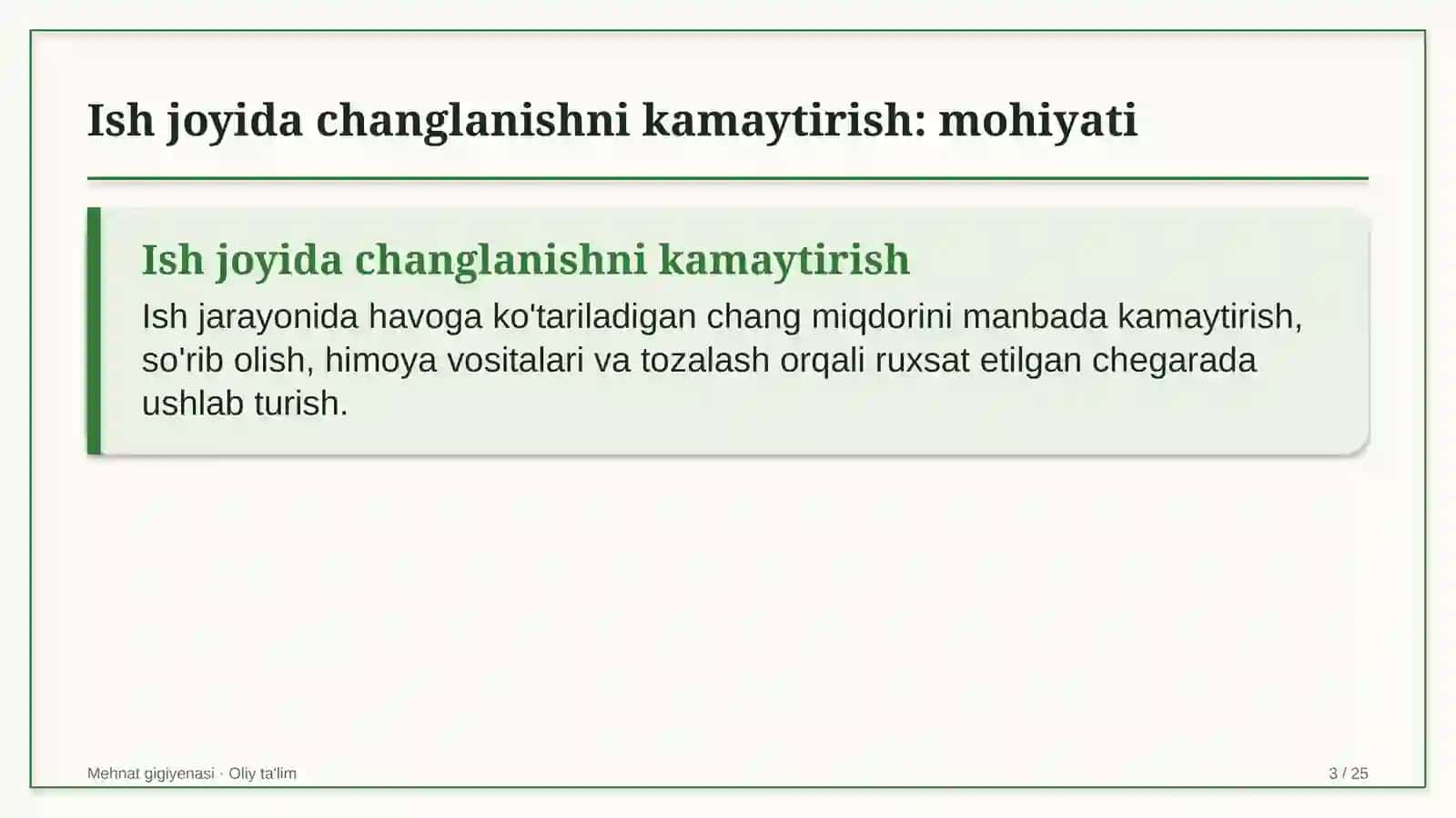 Zargarlik ustaxonalarida ish joyida changlanishni kamaytirish 3