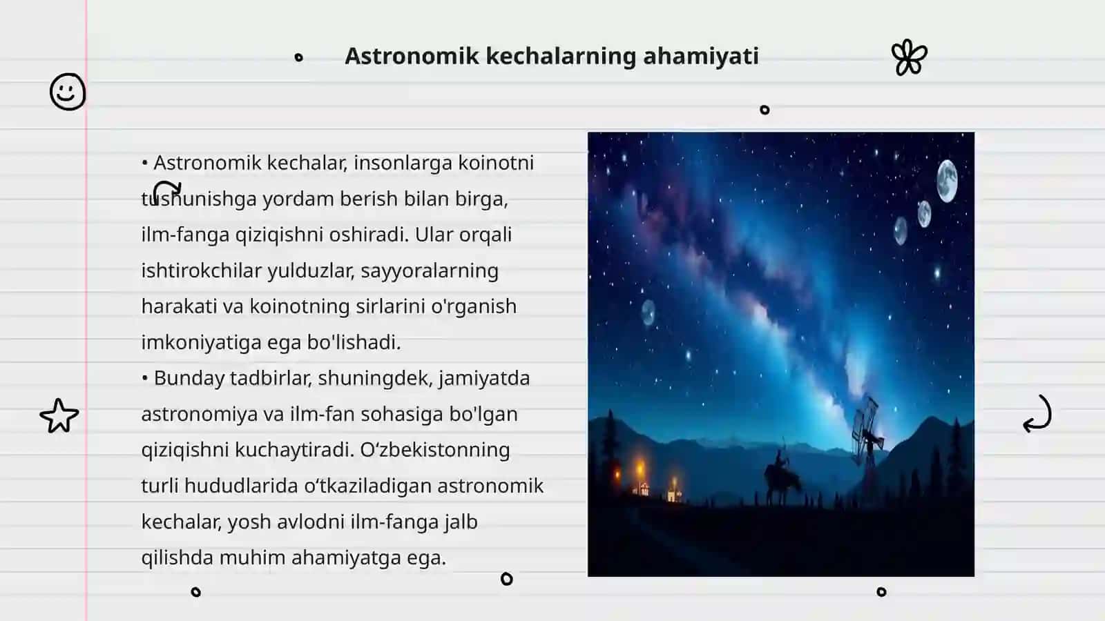 Astronomiyadan oʻtkaziladigan kechalar va ularni tashkil qilish 3