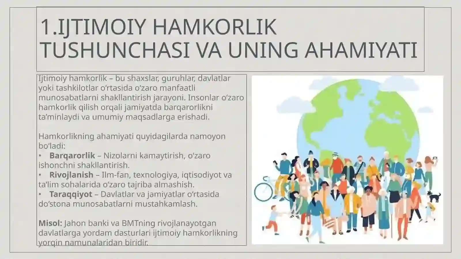 Ijtimoiy Hamkorlik-tinchlik va totuvlik omili 3