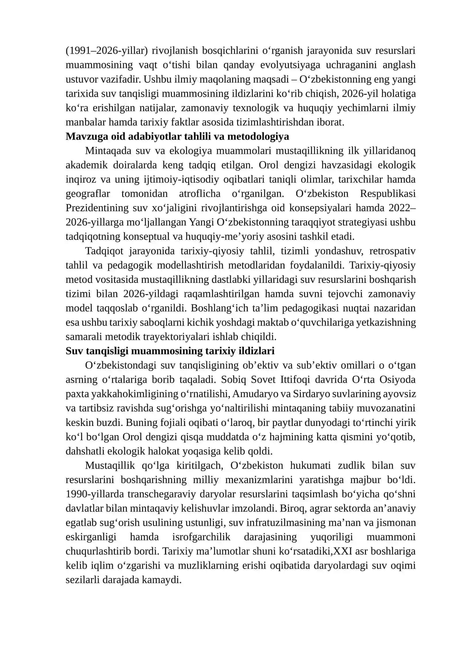 O‘ZBEKISTONNING ENG YANGI TARIXIDA SUV TANQISLIGI MUAMMOSI 3