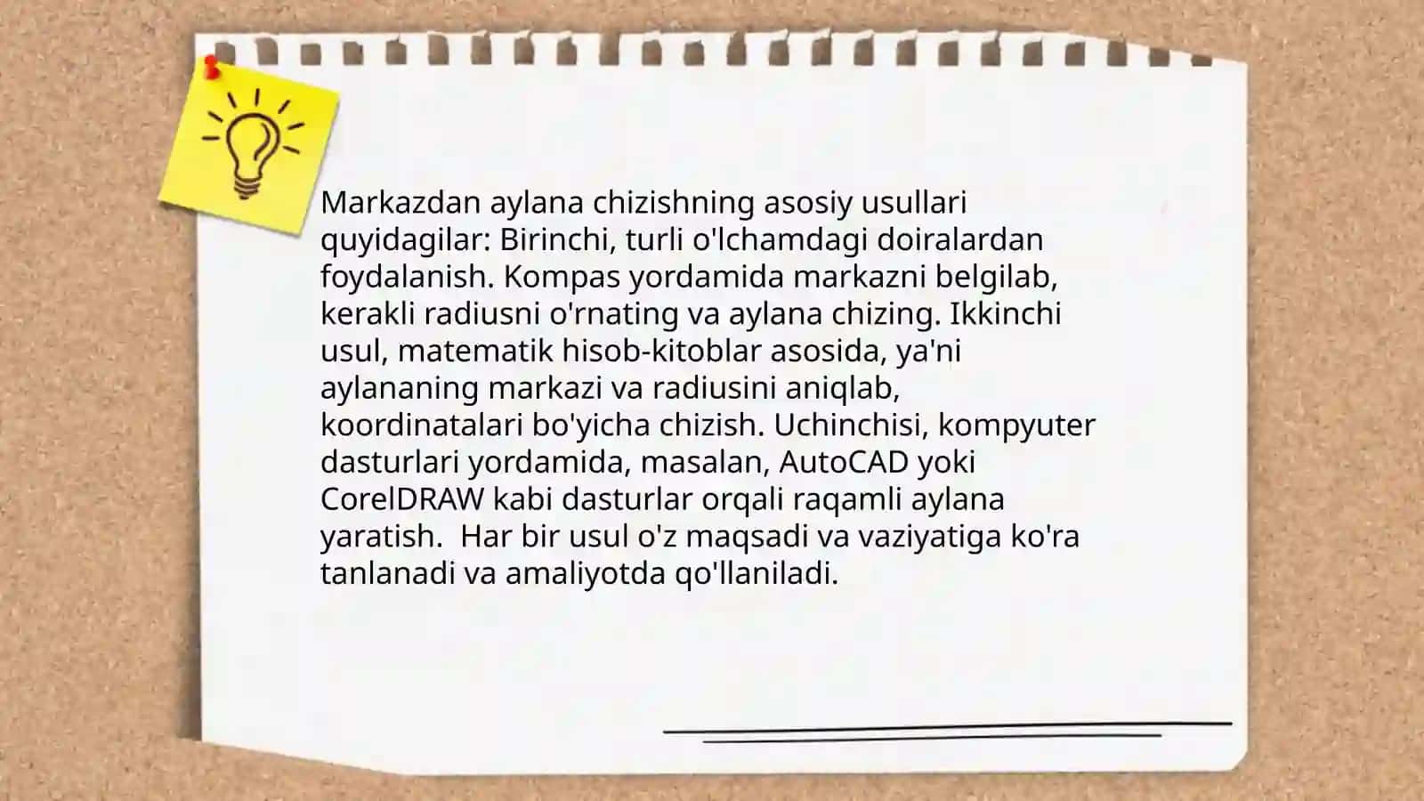 Markazdan aylana chizish 3