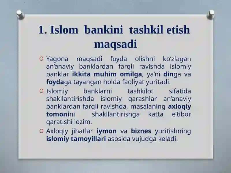 Islom bankining vazifalari va falsafasi mavzusida mustaqil ish taqdimoti 3