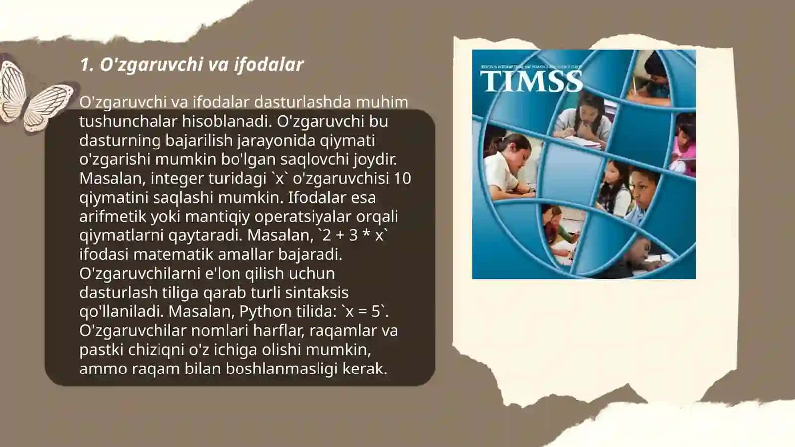 O'zgaruvchi va Ifodalar 3