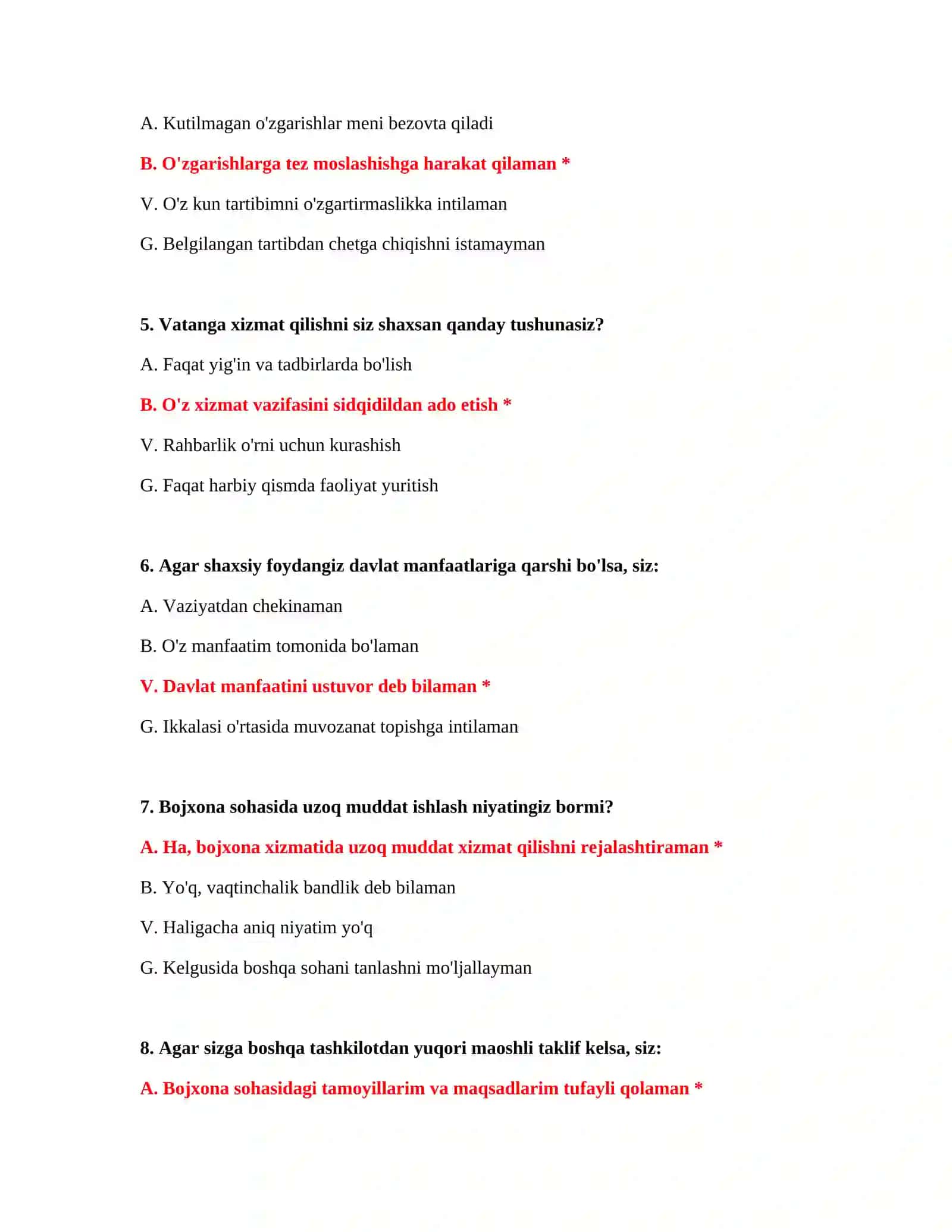 Konstitutsiya testlari bojxona 3