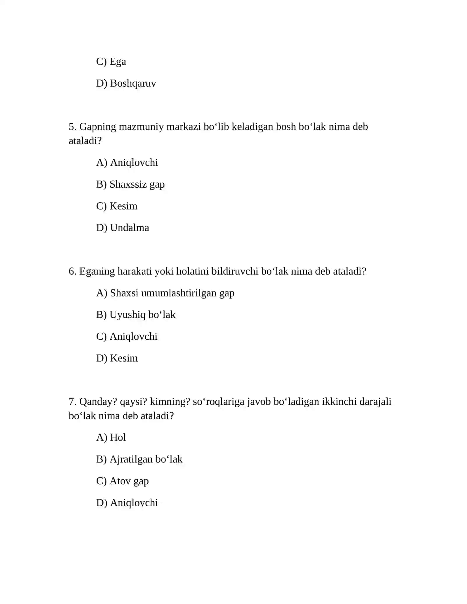 8-sinf Ona tili fanidan 350 ta test savollari 3
