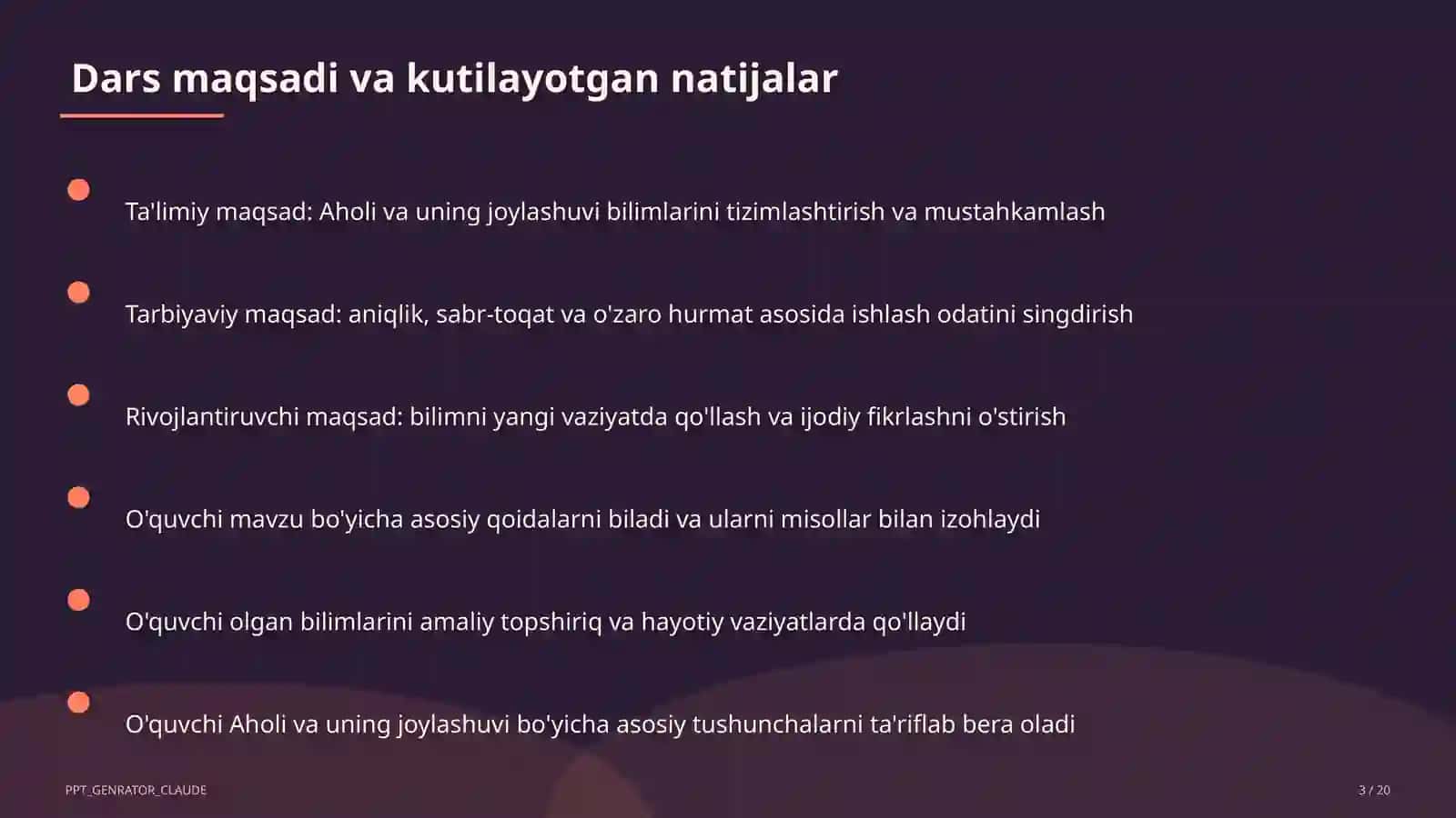 Aholi va uning joylashuvi (6-sinf) 3