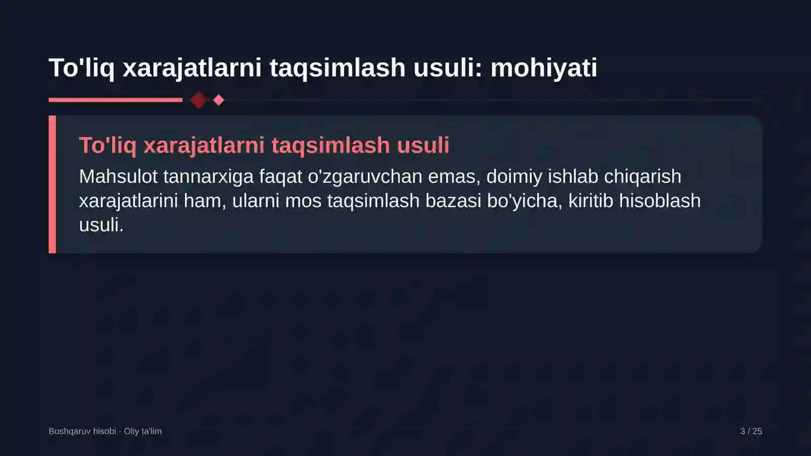 Korporativ moliyada to'liq xarajatlarni taqsimlash usulini qo'llash 3