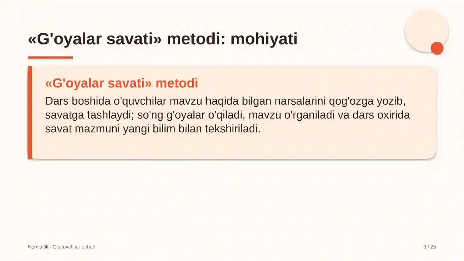 nemis tili darslarida g'oyalar savati metodidan foydalanish 6705 3
