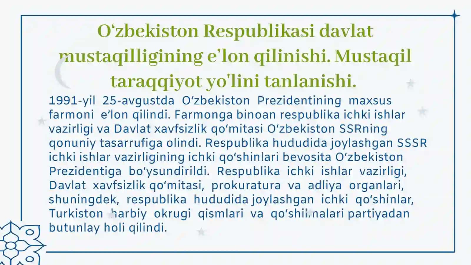 O‘zbekiston Respublikasi tashkil topishining tarixiy ahamiyati 3
