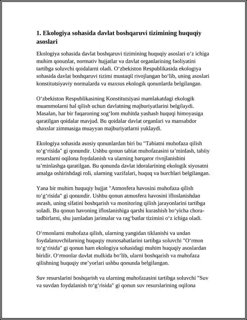 Ekologiya sohasida Davlat boshqaruv tizimi va jamoatchilik tashkilotlari 3