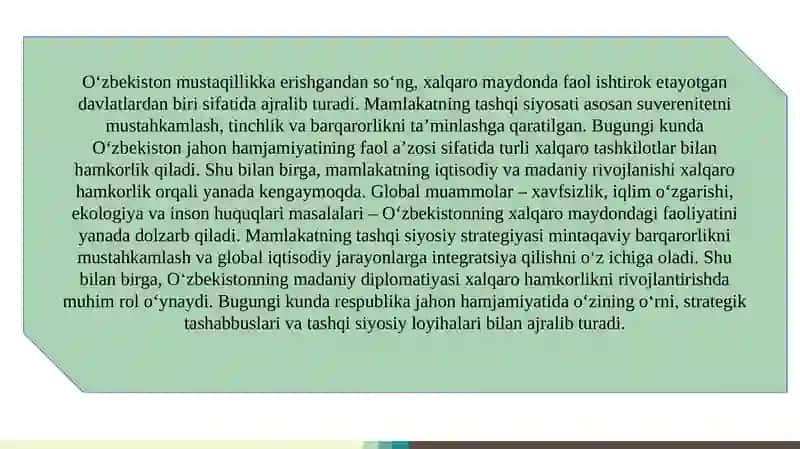 O‘zbekiston va jahon hamjamiyati 3