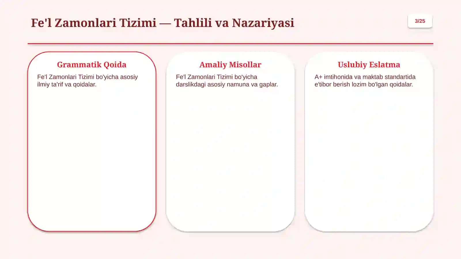 Fe'l Zamonlari, Mayllari va Yasalishi 3