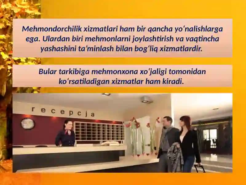 Turizm xizmatlari tarkibida mehmonxona xo‘jaligi xizmatlarining o‘rni va ularning samaradorligini oshirishsh 3