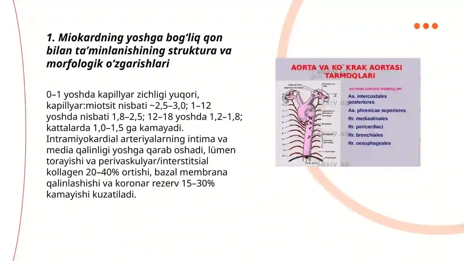 Miokardda qon bilan ta'minlanishni yoshga boğliq xususiyatlari 3