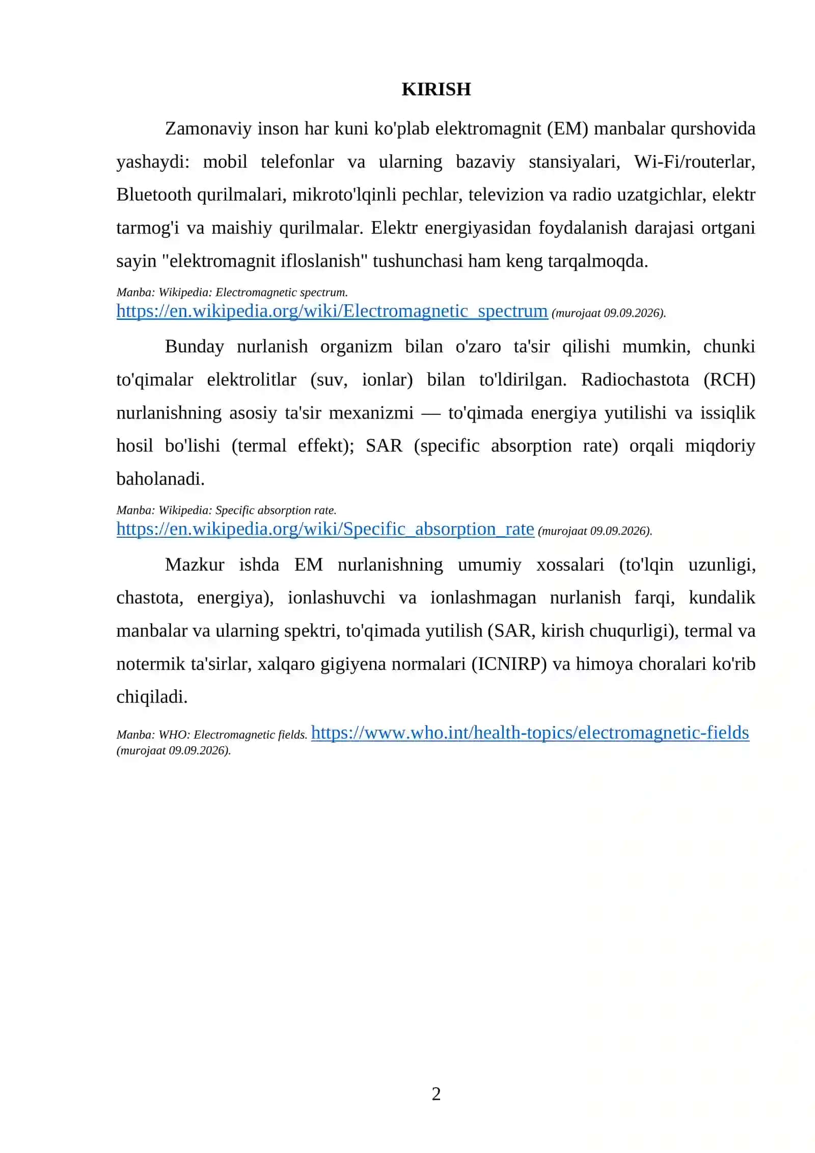 MUSTAQIL ISH KUNDALIK HAYOTDA ELEKTROMAGNIT NURLANISH VA UNING ORGANIZMGA TA'SIRI 3