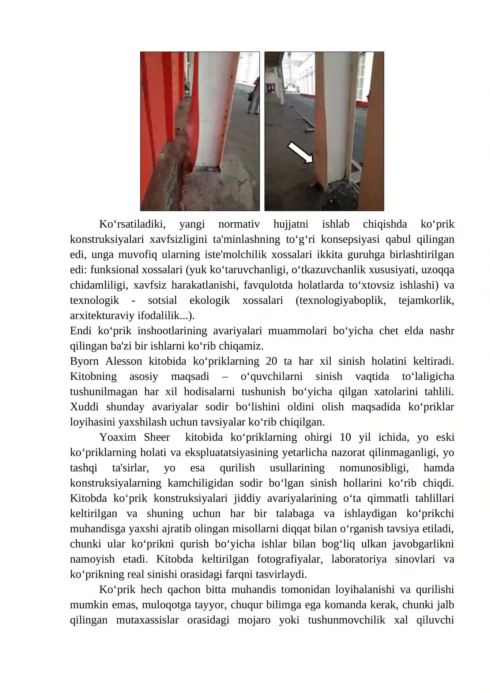 Ko‘prik inshootlarining avariyalari va sinishi, ularning sabablari tahlili 3