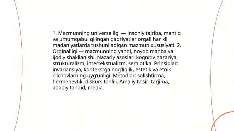 Mazmunning universalligi, orginalligi 3