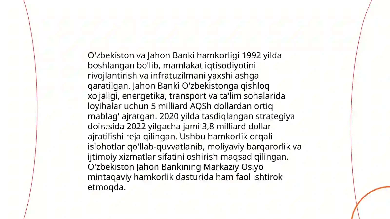 O'zbekiston va Jahon Banki hamkorligi 3