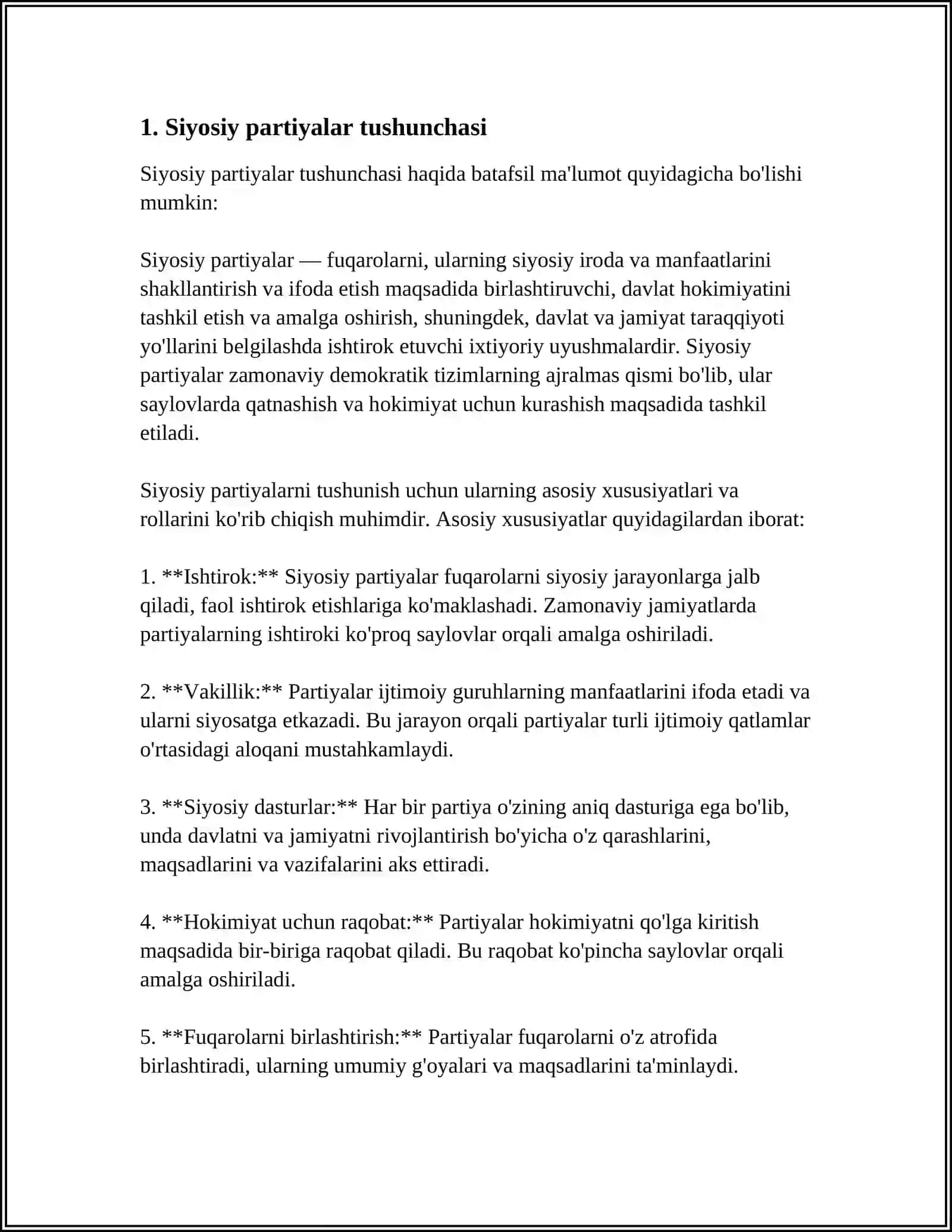 MUSTAQIL ISH Mavzu: SIYOSIY PARTIYALAR TUSHUNCHASI, ROLI VA ULARNING ASOSIY TUSHUNCHASI 3